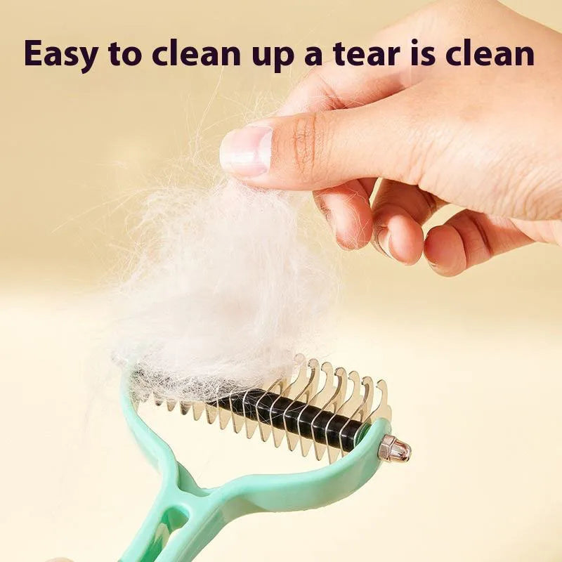 Double-Sided Pet Grooming Brush - Silver Tofi