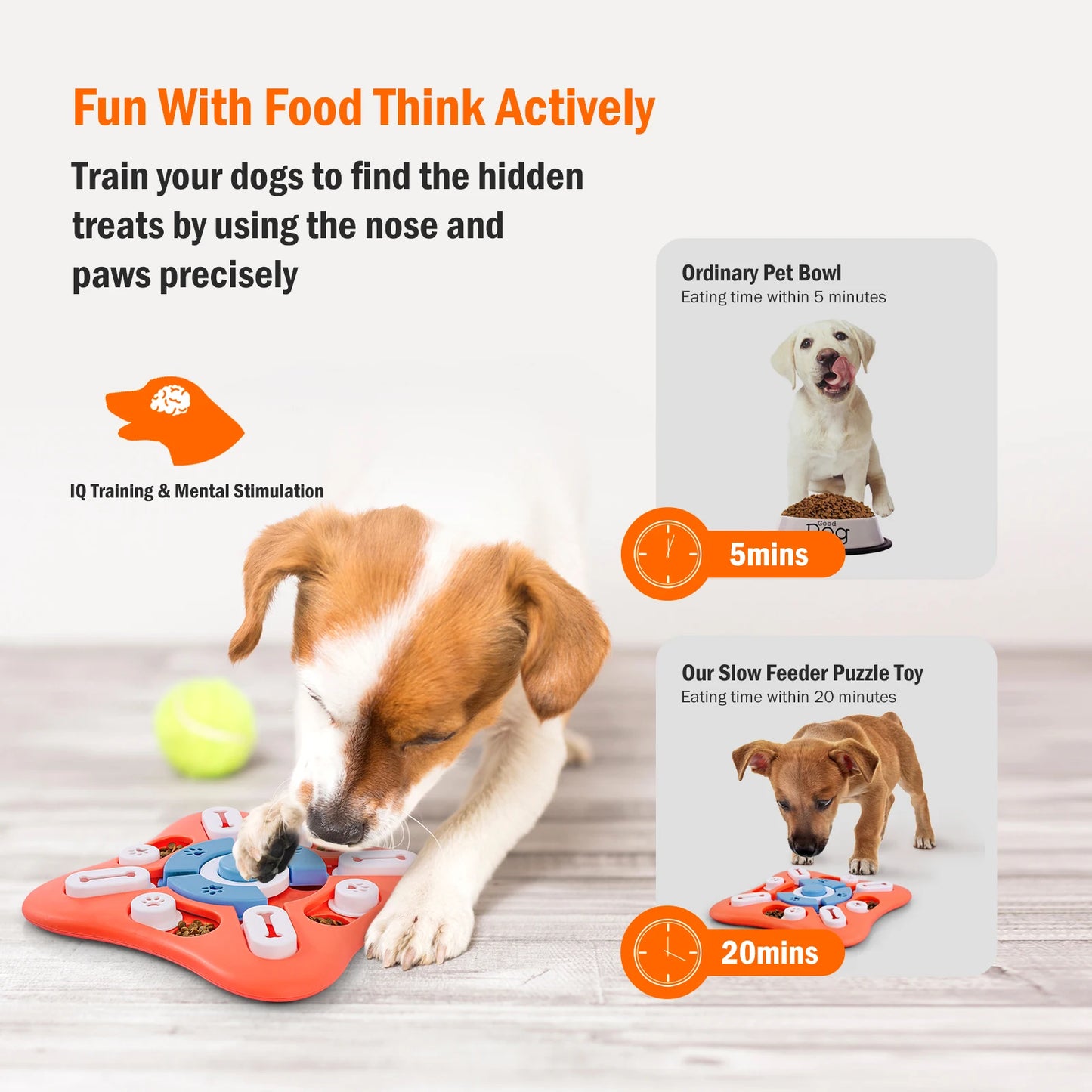 Interactive Dog Puzzle Treat Toy - Silver Tofi