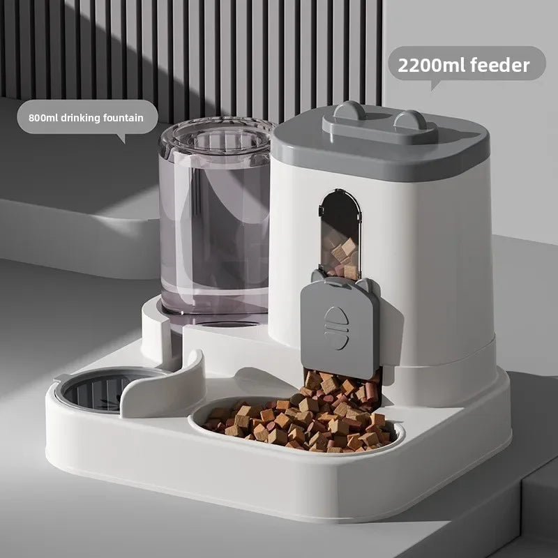 Automatic Food & Water Feeder for Cats & Dogs - Silver Tofi