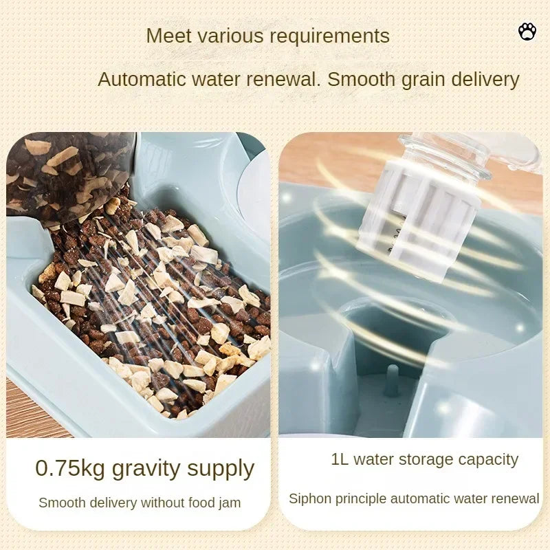 Automatic Food & Water Feeder for Cats & Dogs - Silver Tofi