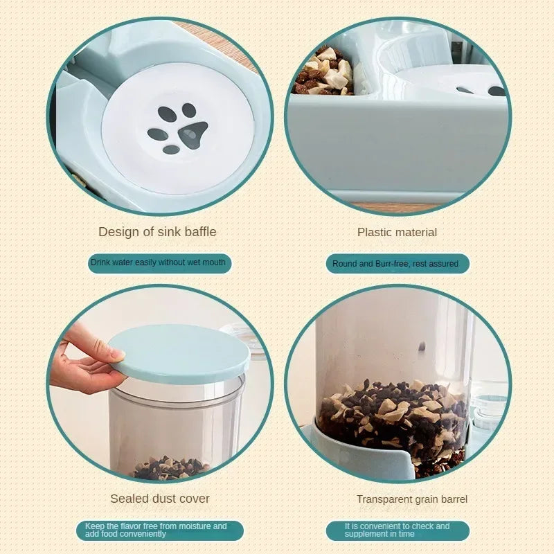Automatic Food & Water Feeder for Cats & Dogs - Silver Tofi