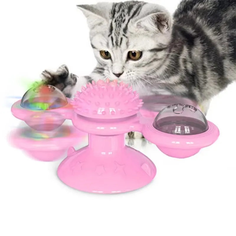 Interactive Windmill Cat Puzzle Toy - Silver Tofi