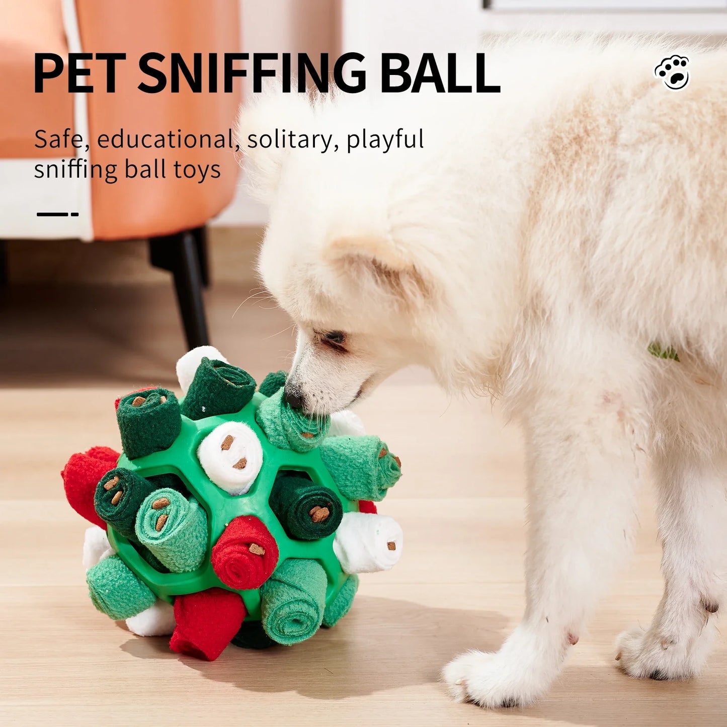 Pet Sniffing Interactive Pet Sniffing Puzzle Ball - Silver Tofi