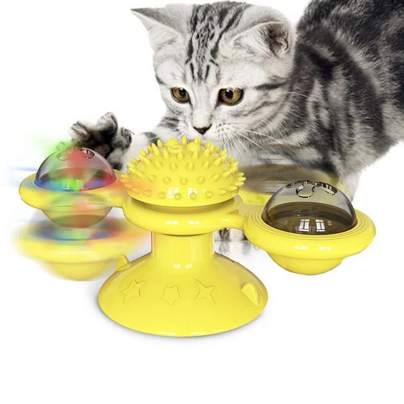 Interactive Windmill Cat Puzzle Toy - Silver Tofi