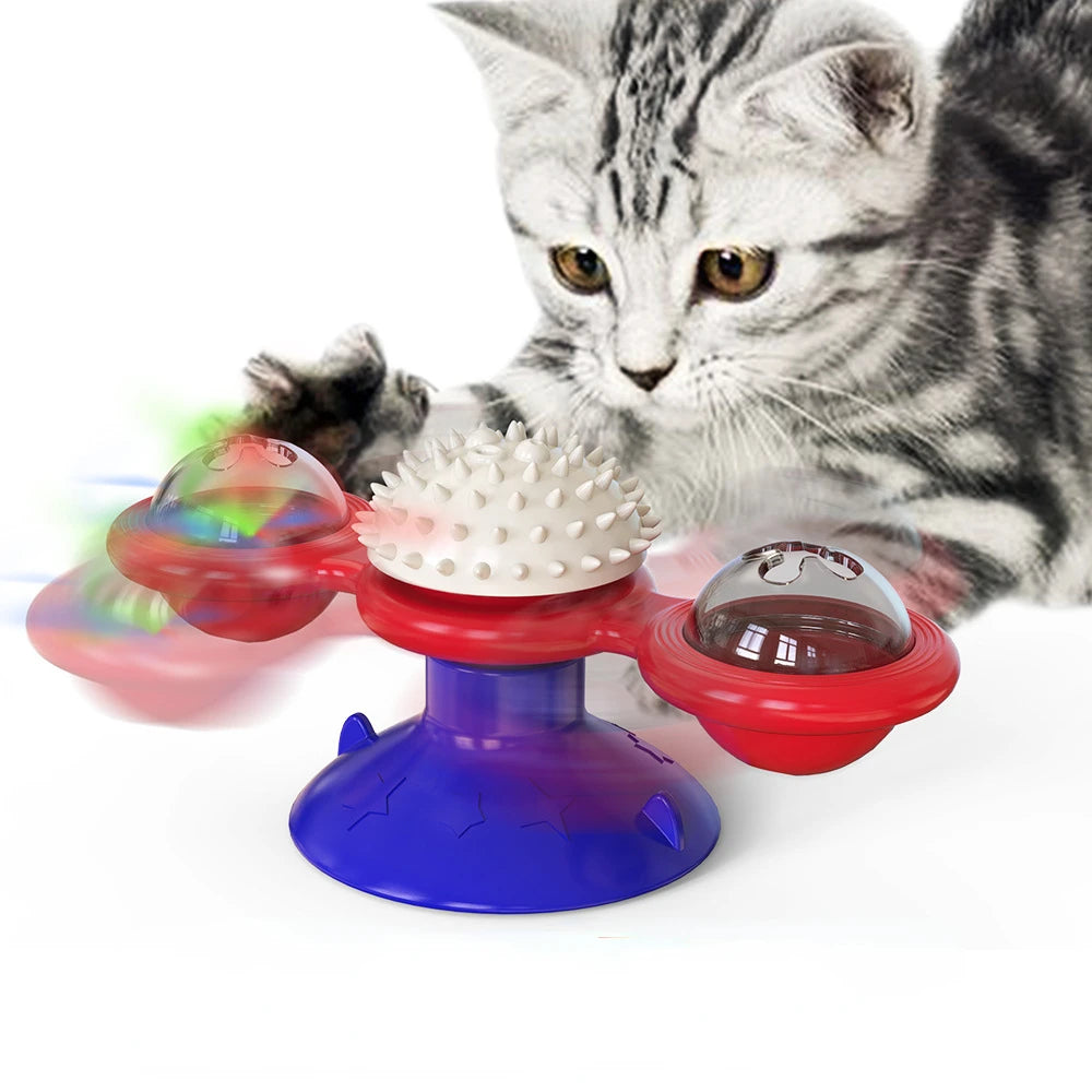 Interactive Windmill Cat Puzzle Toy - Silver Tofi