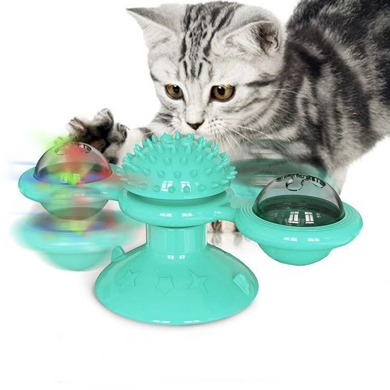 Interactive Windmill Cat Puzzle Toy - Silver Tofi