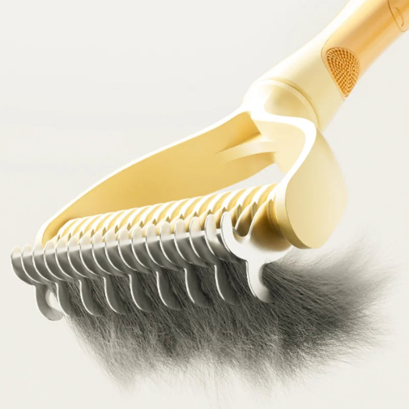 Double-Sided Pet Grooming Brush - Silver Tofi