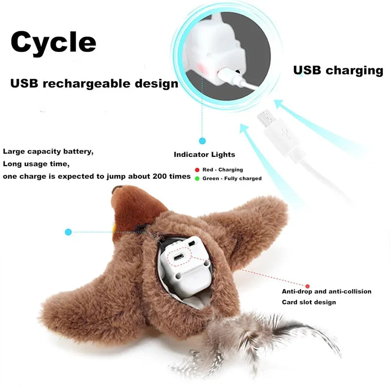 Rechargeable Interactive Flapping Bird Toy - Silver Tofi