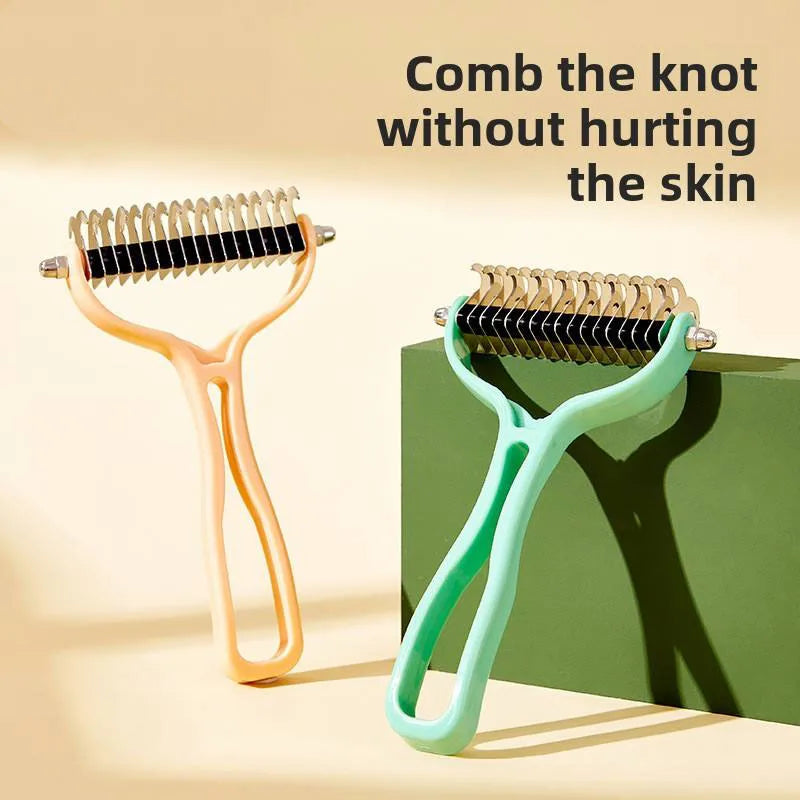 Double-Sided Pet Grooming Brush - Silver Tofi