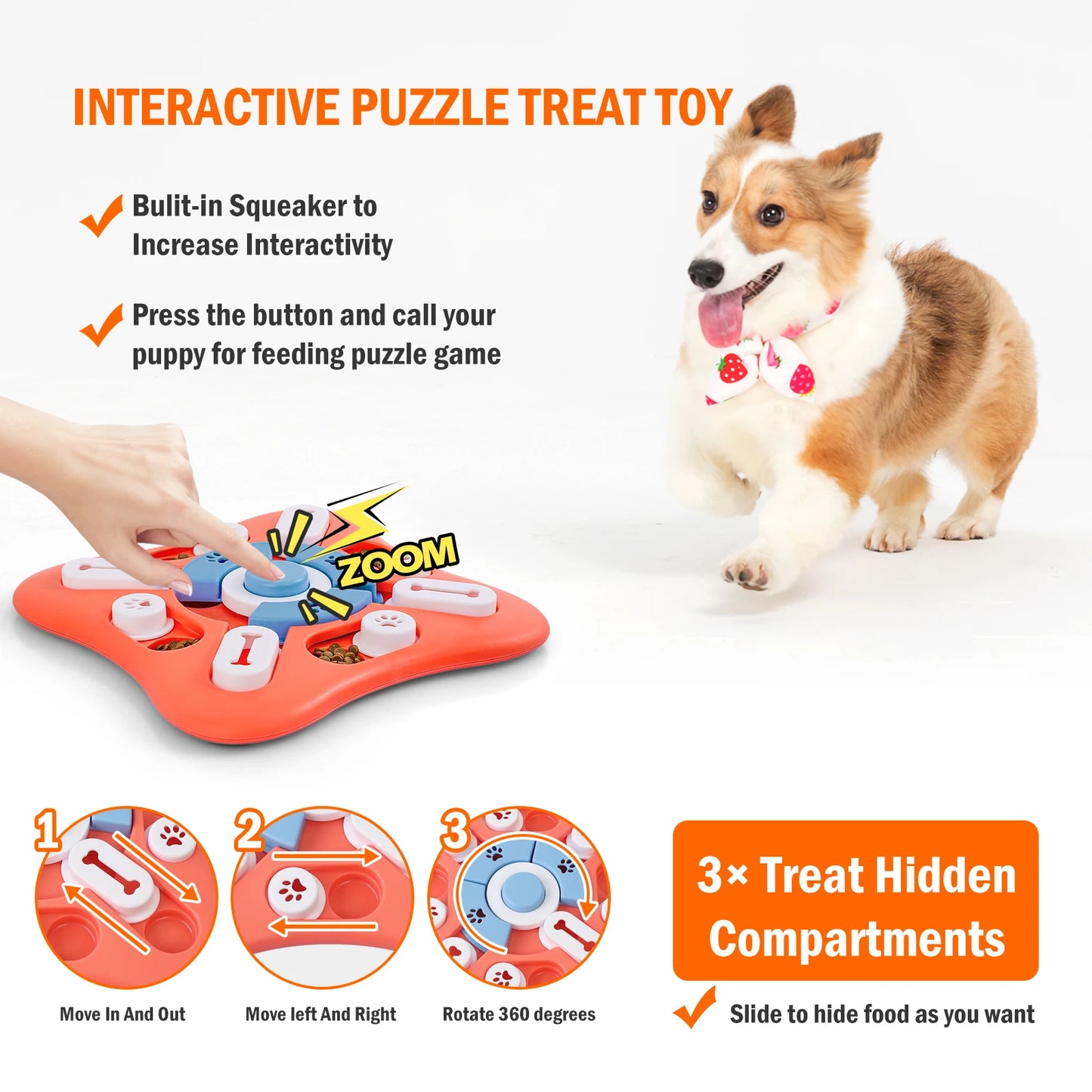 Interactive Dog Puzzle Treat Toy - Silver Tofi