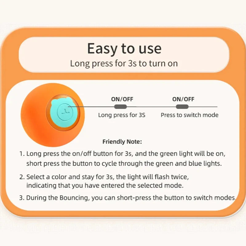 Smart Interactive Cat Bouncing Ball - Silver Tofi