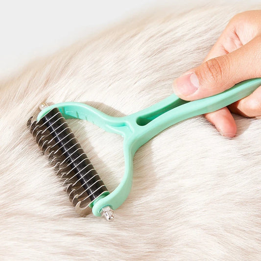 Double-Sided Pet Grooming Brush - Silver Tofi